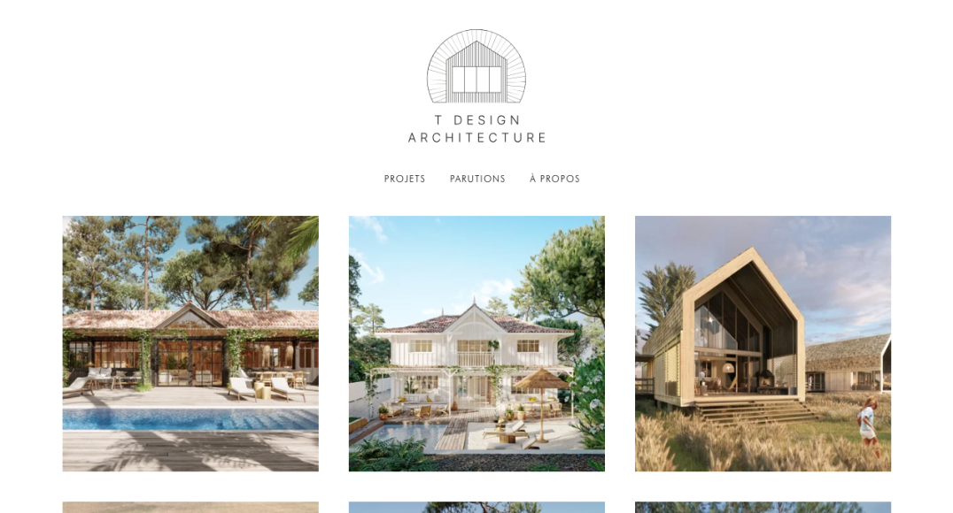 Capture d’écran de la page d’accueil du site T design Architecture