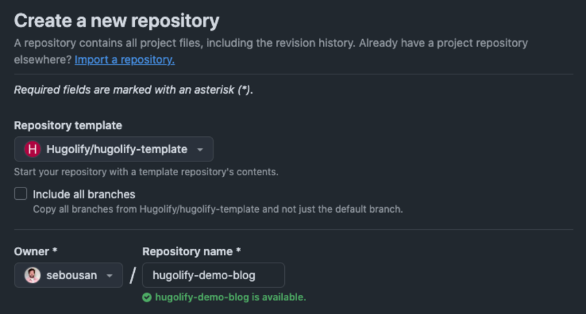 screenshot of Github