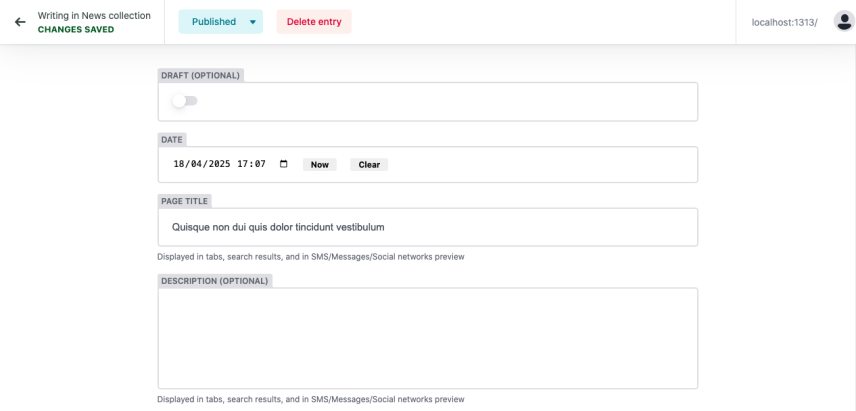 screenshot of Hugolify admin