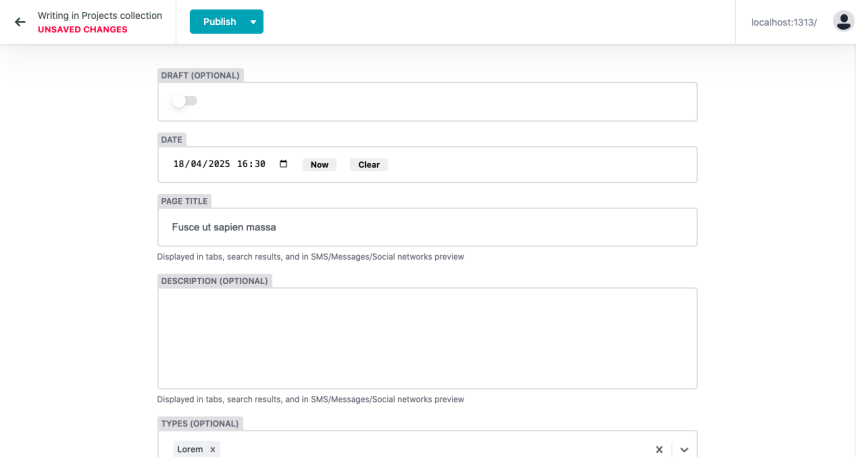 screenshot of Hugolify admin