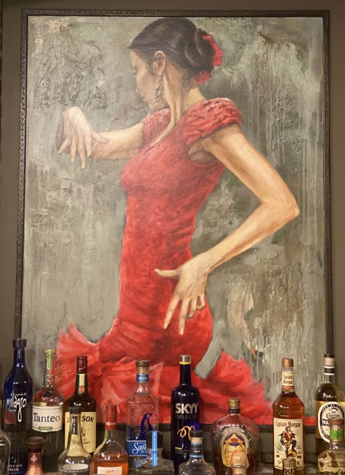 Lady in red painting