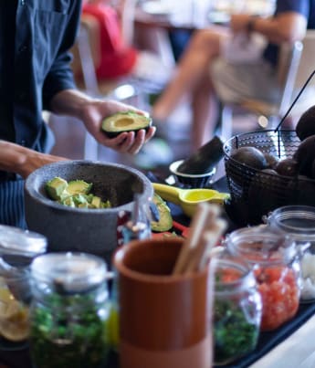 fresh guacamole with pico de gallo