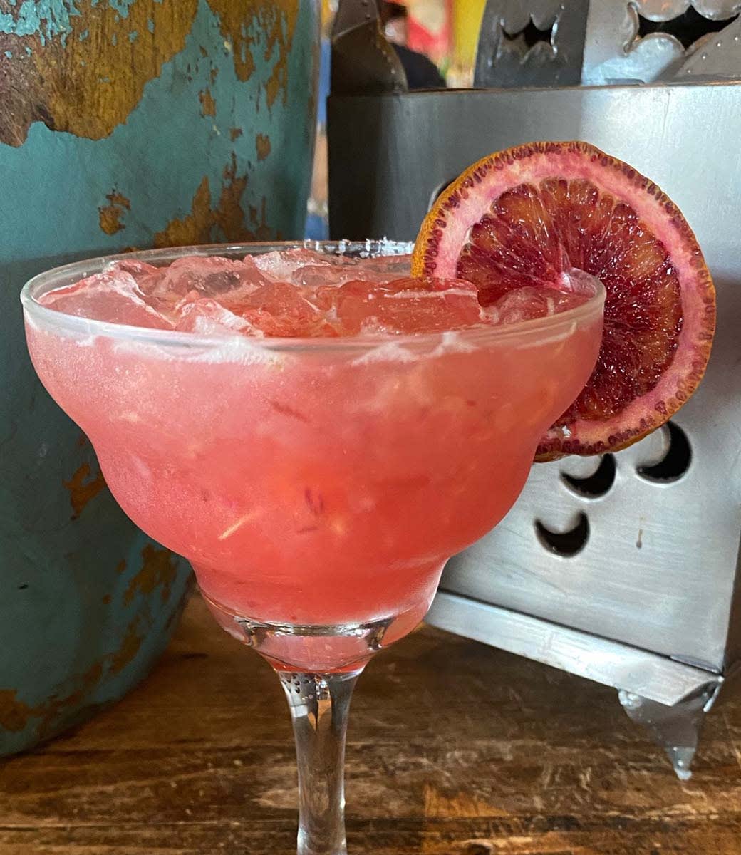 blood orange margarita on the rocks