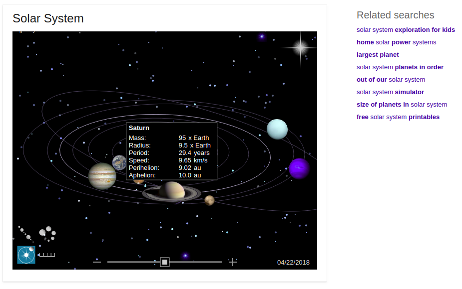 Saturn on Hover in Bing
