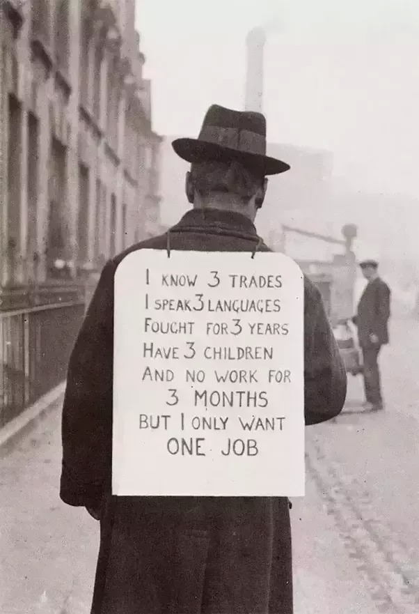 Job hunting in the 1930's.