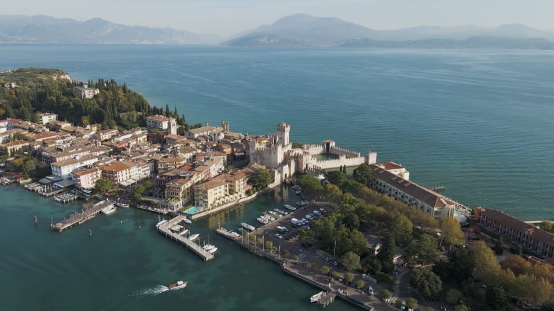 Aerial view of Sirmione, Lombardy, Italy.