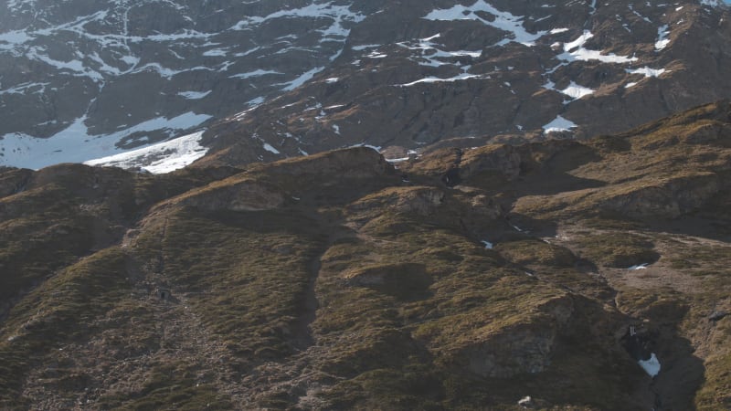 Aerial view of a rocky ravine in Cervinia, Valle d'Aosta.