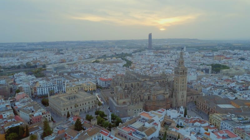 Seville City From the Air and Cathedral