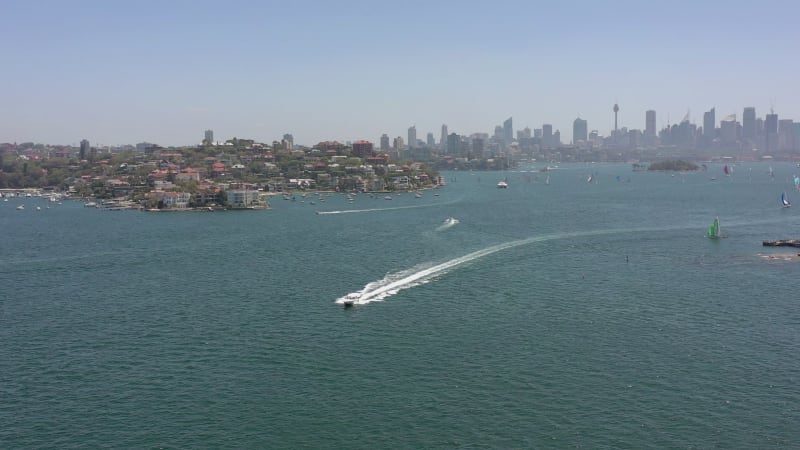 Speedboat Crossing the Sydney Harbour in the Summer