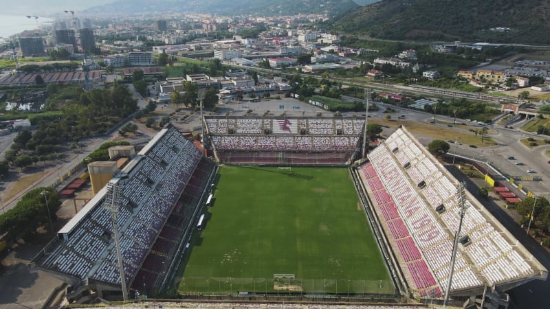 Aerial view of Arechi football stadium, Salerno, Italy.