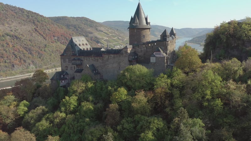 Castle Overlooking the Town of Bacharach on the Shores of the Rhine in Germany