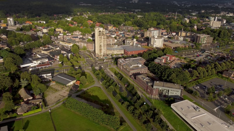 Aerial View of Vibrant Old Part of Emmen Centre, Netherlands