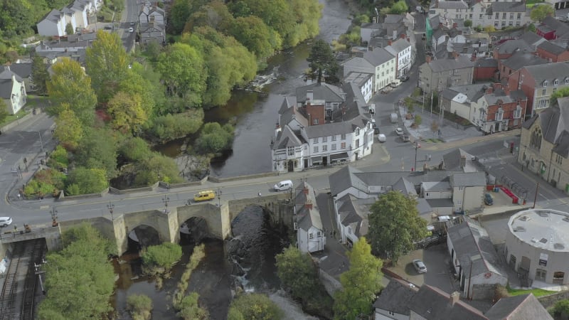 Flight Over Llangollen a Town in North East Wales Aerial View