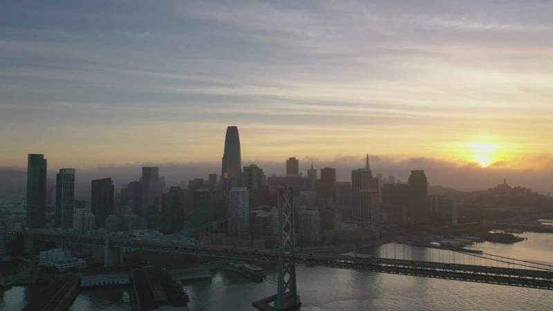 Bay Bridge in front of downtown San Francisco