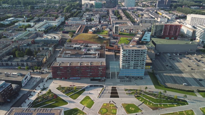 Buildings in the Almere city center, Flevoland province, the Netherlands.