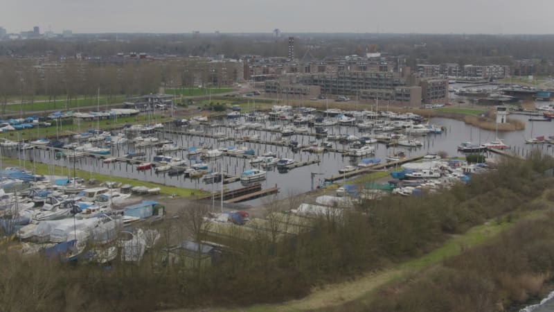 Boats at Almere Haven Port, Netherlands