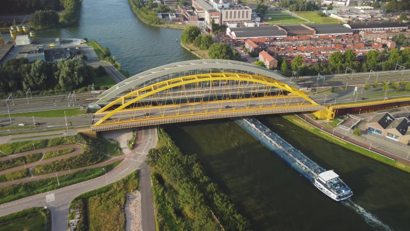 Hogeweidebrug bridge connecting Leidse Rijn to the Utrecht city center in the Netherlands.