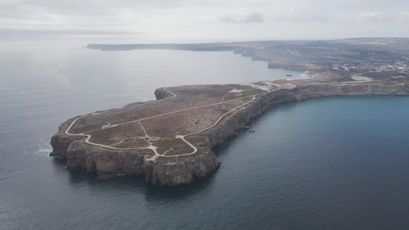 Aerial view of Sagres fortress, Algarve region, Portugal.