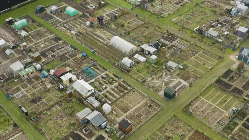 An Urban Oasis: Aerial Shot of a Community Garden in Houten, the Netherlands