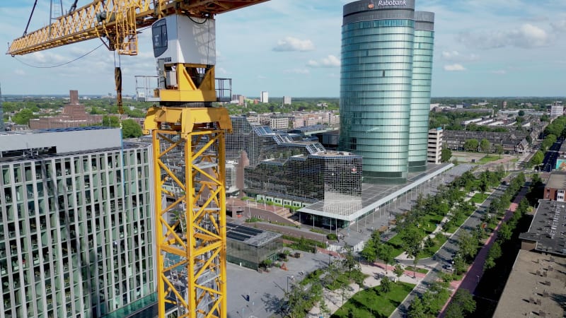 Construction crane and office buildings Utrecht