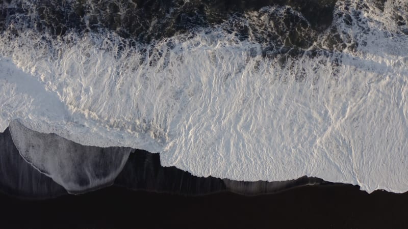 Bird's Eye View of the Black Sand Beach in Iceland