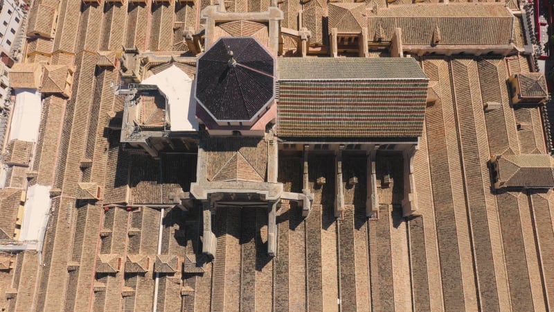 Aerial view of rooftop of Mosque-Cathedral during the day at Cordoba.