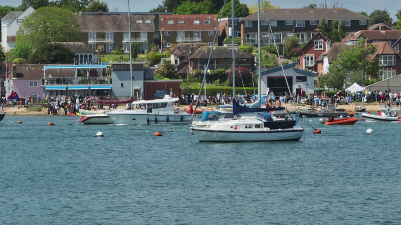 Yachts, Speedboats and Vessels on a River in the Summer