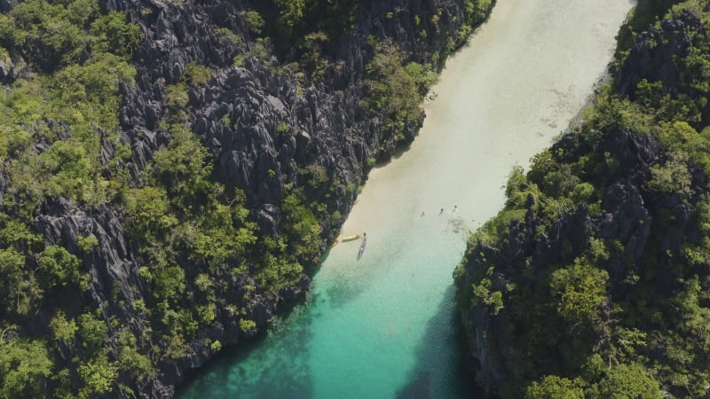 Aerial view of a sandbank in El Nido, Palawan.