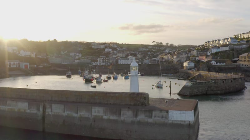 Mevagissey Harbour in Cornwall at Sunset