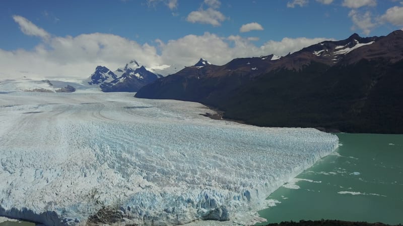 Aerial view of Perito Moreno glacier in Lago Argentino.