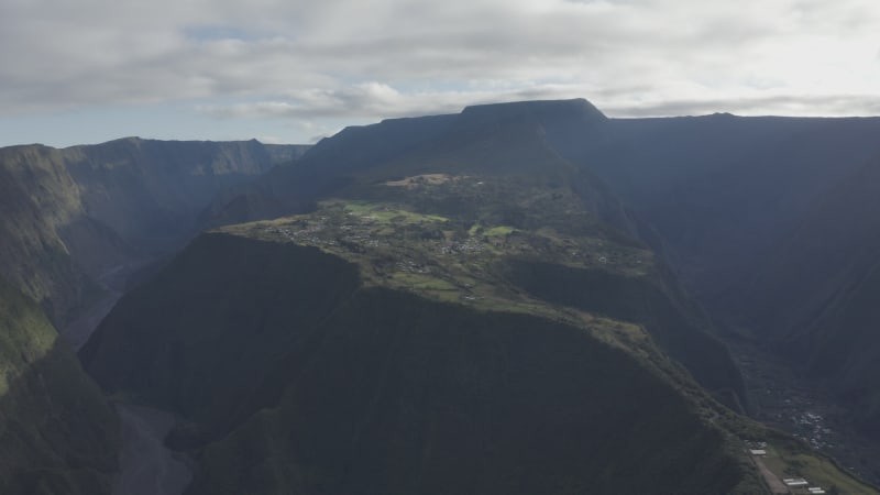 Aerial view of Riviere des Remparts, Reunion.