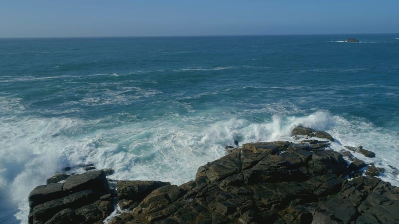 Crashing Waves on a Rocky and Dangerous Coast