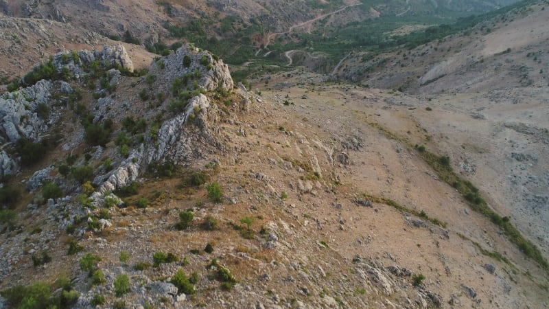 Aerial view of rock mountains.