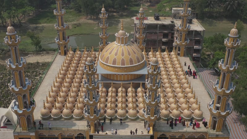 Aerial view of Gombuj Masjid mosque, Dhaka state, Bangladesh.