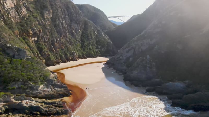 Aerial view of Bloukrans River at Otter trail hike Garden Route, South Africa.