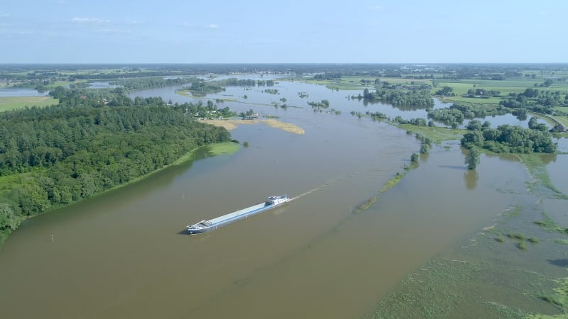 Aerial view of river IJssel, Veessen, The Netherlands.