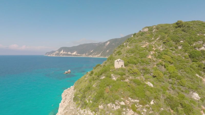 Aerial view of Lefkada island in the Mediterranean in summer.