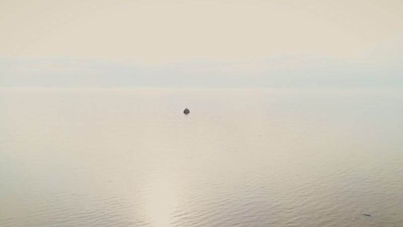 Aerial view of empty rocky beach in Formby on the island of Vormsi.