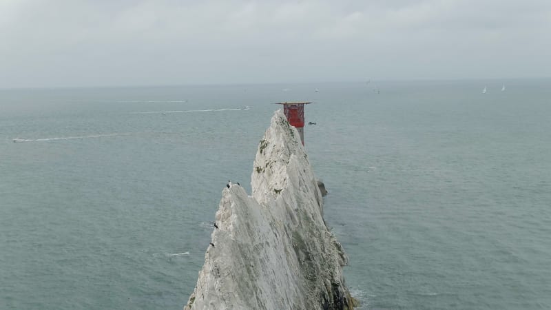 The Isle of Wight Needles a Natural Chalk Coastal Feature with a Lighthouse