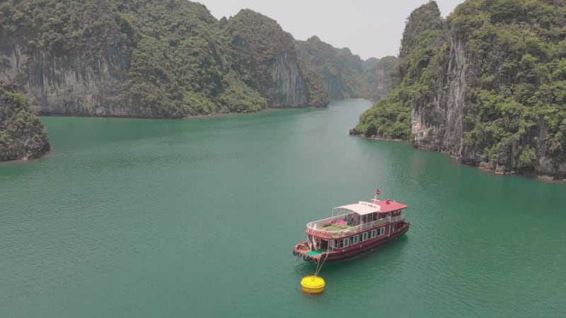 Aerial view of tourist boat.