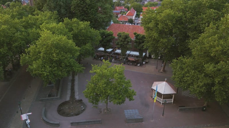 Summer Scenery in ''het Oude Dorp'' in Houten, Netherlands with Birds in Flight