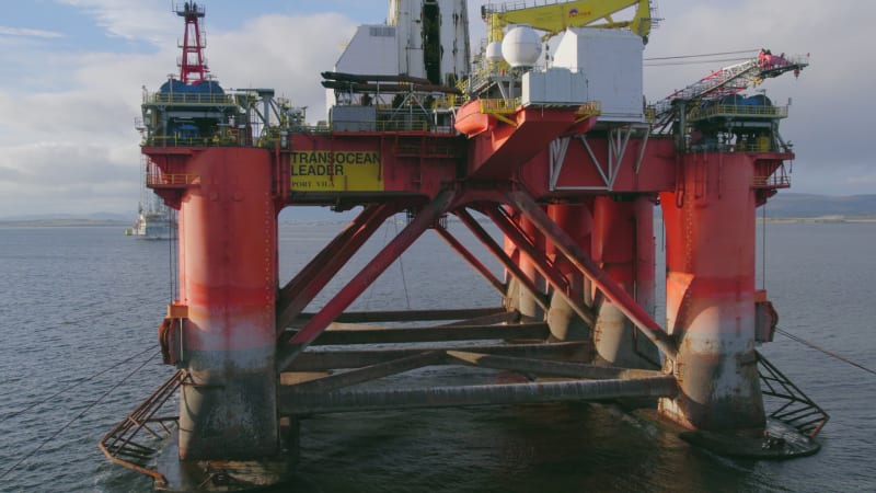 Oil and Gas Drilling Rig Aerial View of the Platform