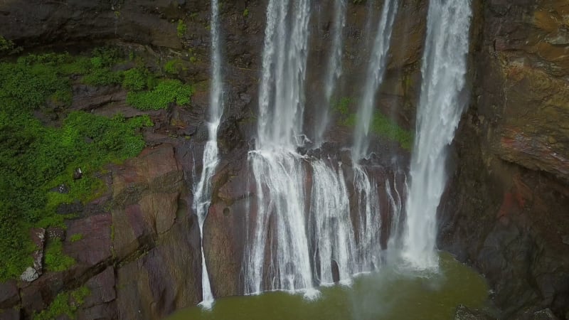 Aerial view of Rochester Falls in Mauritius.