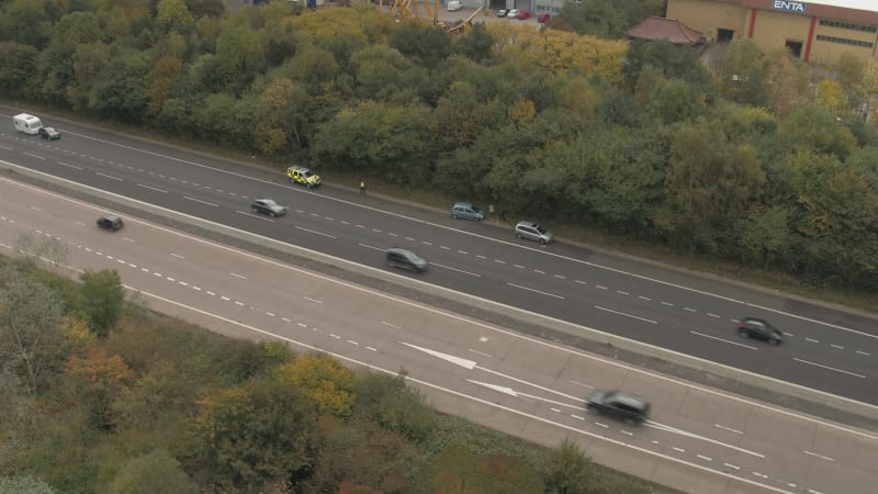 Police Walking to Motorway Accident