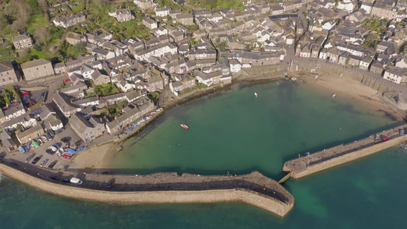 Mousehole Harbour a Picturesque Village in Cornwall UK from the Air