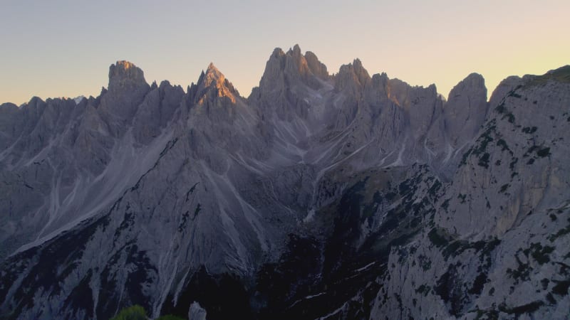 Aerial View of a hiker and famous mountain range in the Dolomites, Italy.