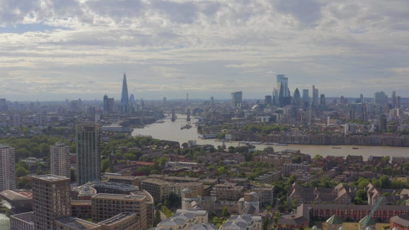 Aerial View of the Distant London Skyline From Docklands