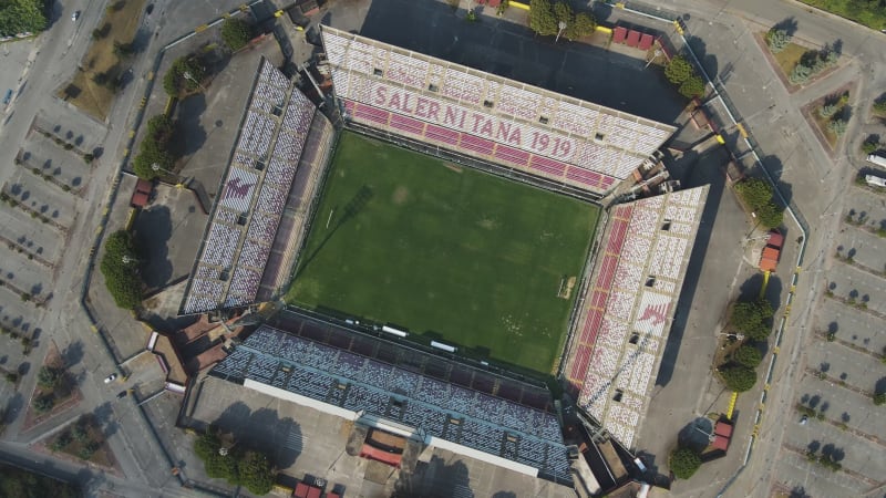 Aerial view of Arechi football stadium, Salerno, Italy.