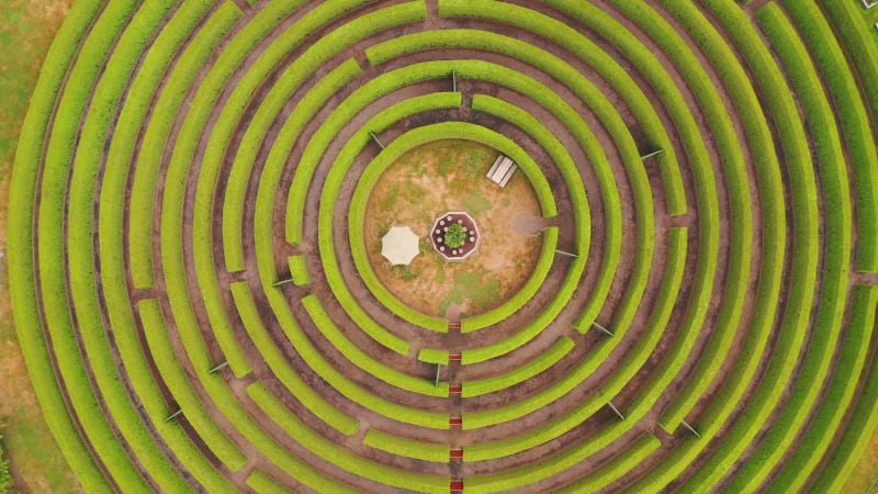 Aerial view above gigantic Maze at Rotorua.