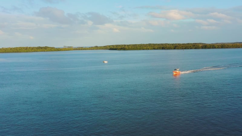 Aerial view of Pumicestone Passage, Queensland, Australia.